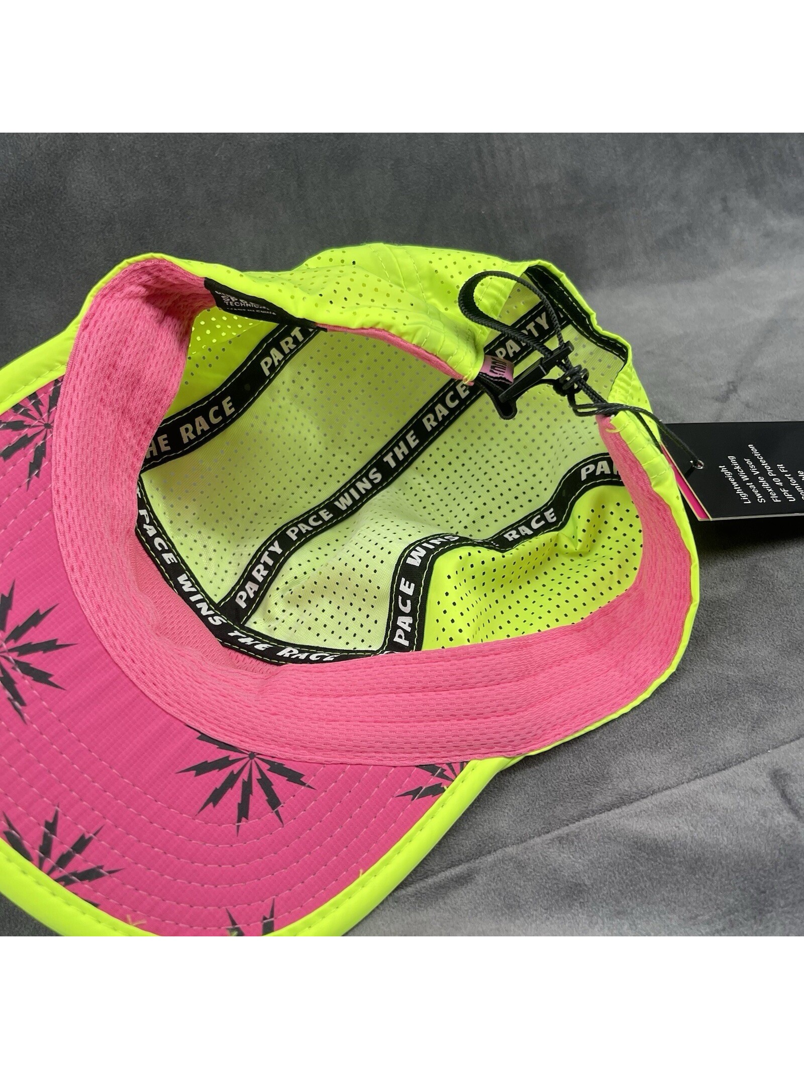 Party Pace Neon Green Running Cap Nwt 5 Panel Performance Race Hat — image 4 of 5